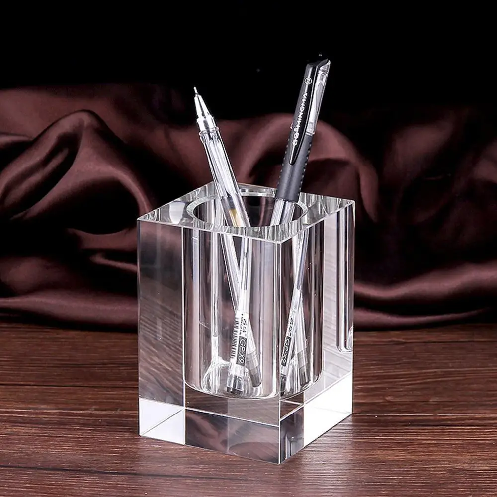 K9 Clear Crystal Pen Holder, Stylish Desktop, Real K9, Crystal Pen Pot