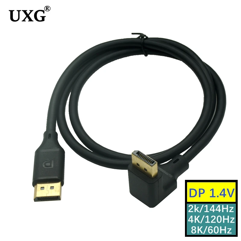 90 Degree DisplayPort 1.4 Cable 8K 4K HDR 165Hz 60Hz Display Port Adapter For Video PC Laptop TV DP 1.4 Display Port Cable 1M 3M