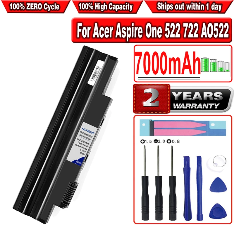 HSABAT 7000mAh Battery for Acer Aspire One 522 722 AO522 AOD255 AOD257 AOD260 D255 D257 D260 D270 Happy, Chrome AC700 AL10B31