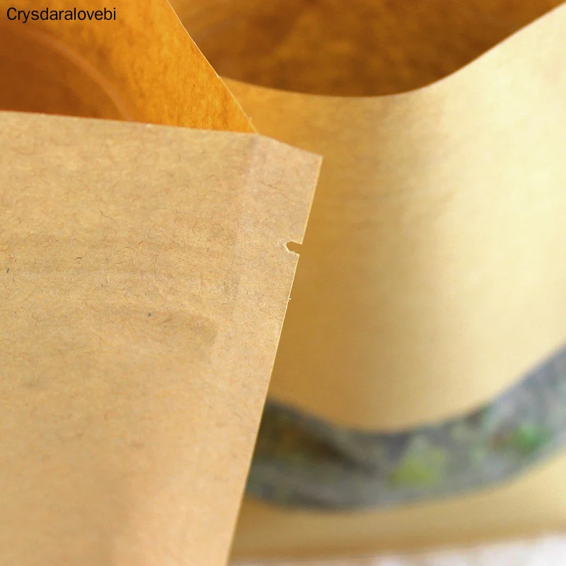 Bolsa de papel Kraft con cierre de cremallera para alimentos, bolsa de sellado reutilizable con ventana transparente para almacenar galletas, alimentos secos y aperitivos, 100 Uds.