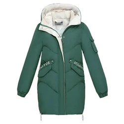 2022 giacca invernale da donna con cappuccio cappotto caldo giacca imbottita in cotone verde femminile Parka lungo Splice donna wended Jaqueta Feminina top