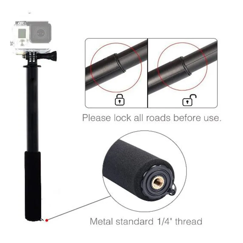 Monopod Selfie Stick สำหรับ GoPro Stick Baton Selfie มือถือกันน้ำ Sticks สำหรับ GoPro HERO 7 6 5 Xiaoyi 4K DJI