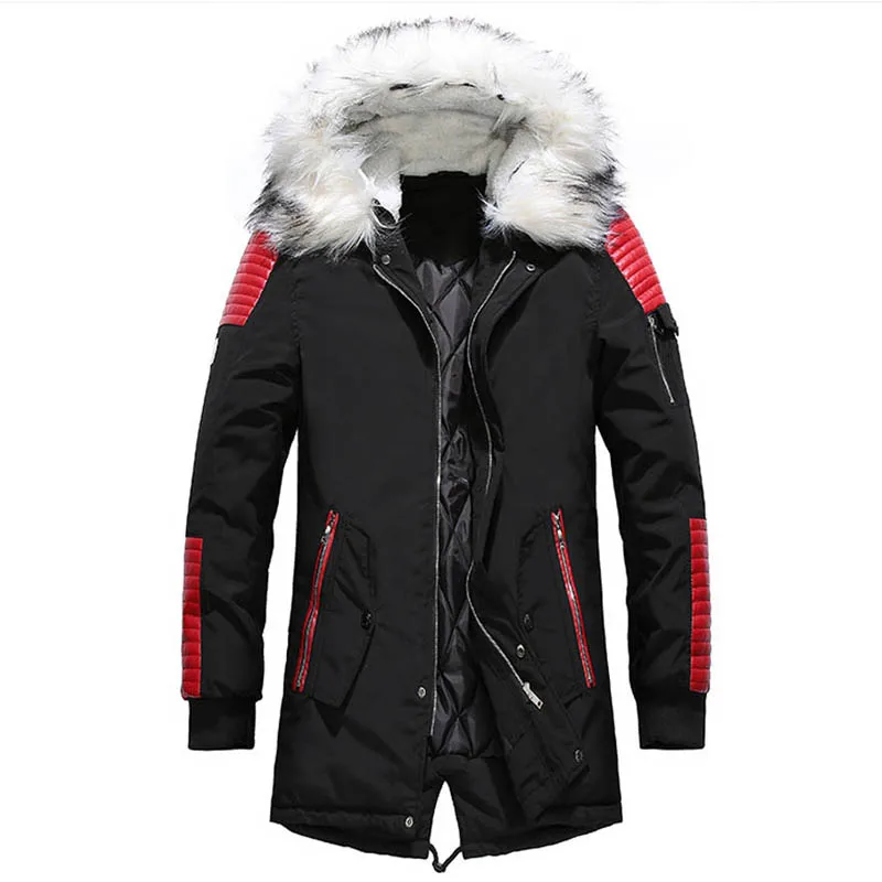 Hot Jacke Männer Dicke Warme Baumwolle-Gepolsterte Outwear Winter Mantel Männer Jacken Mit Kapuze Kragen Dicken Parka Kleidung veste homme großhandel