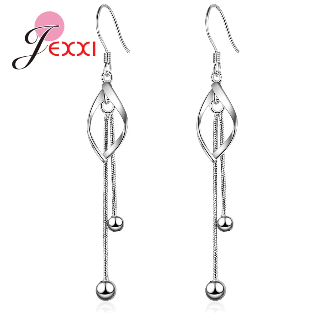 Classic Women Jewelry 925 Sterling Silver Dangle Earrings Long Dangle Beads Women Wedding Gifts Fast Shipping