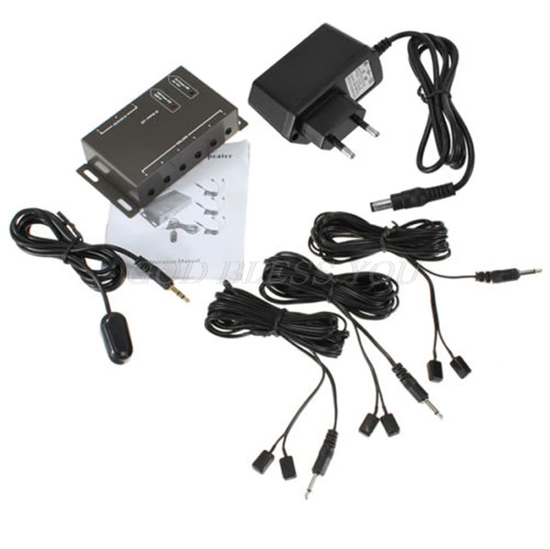 2022 Infrared Remote Extender 6 Emitters 1 Receiver Hidden IR Repeater System Kit DC Drop Shipping