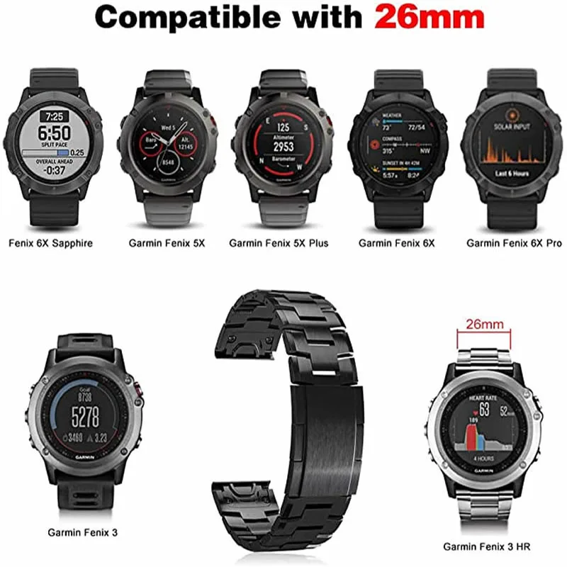 Titanium Metal For Descent Mk1/Mk2i Wristband 22 26MM Quick Release Watch Straps For Garmin Fenix 7 7X 6X 6 Pro 5X 53HR Bracelet