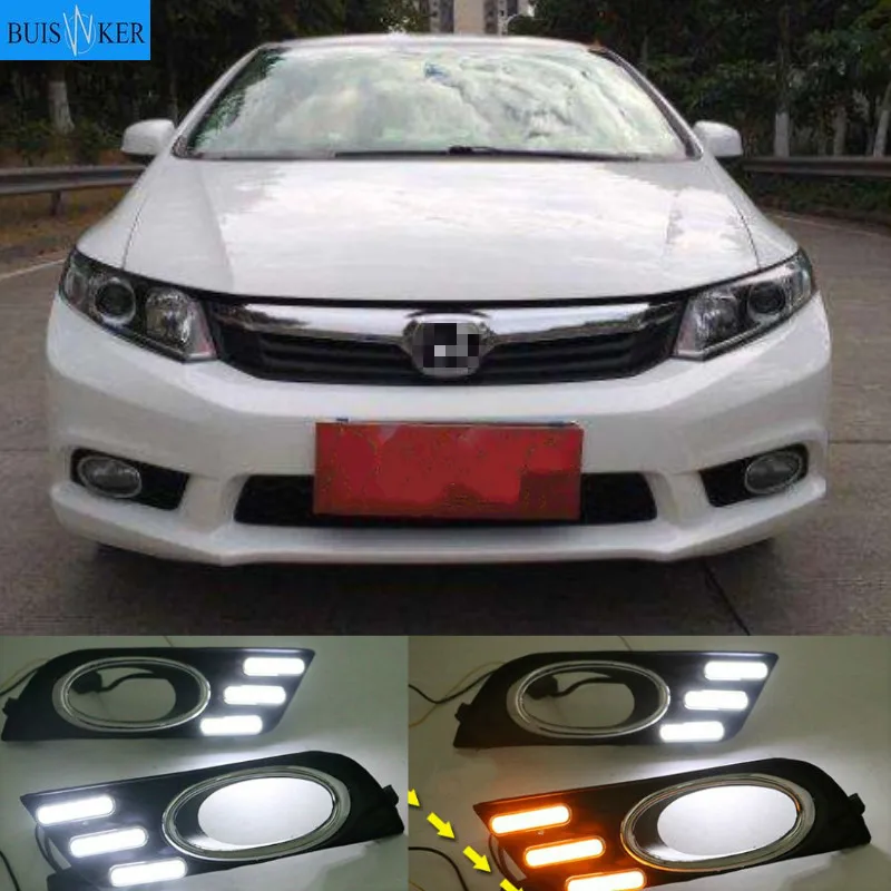 

Car Special LED DRL Daytime Running Light Accessories with Fog Lamp Cover For Honda Civic 9th 2011 2012 2013 Relay 12V