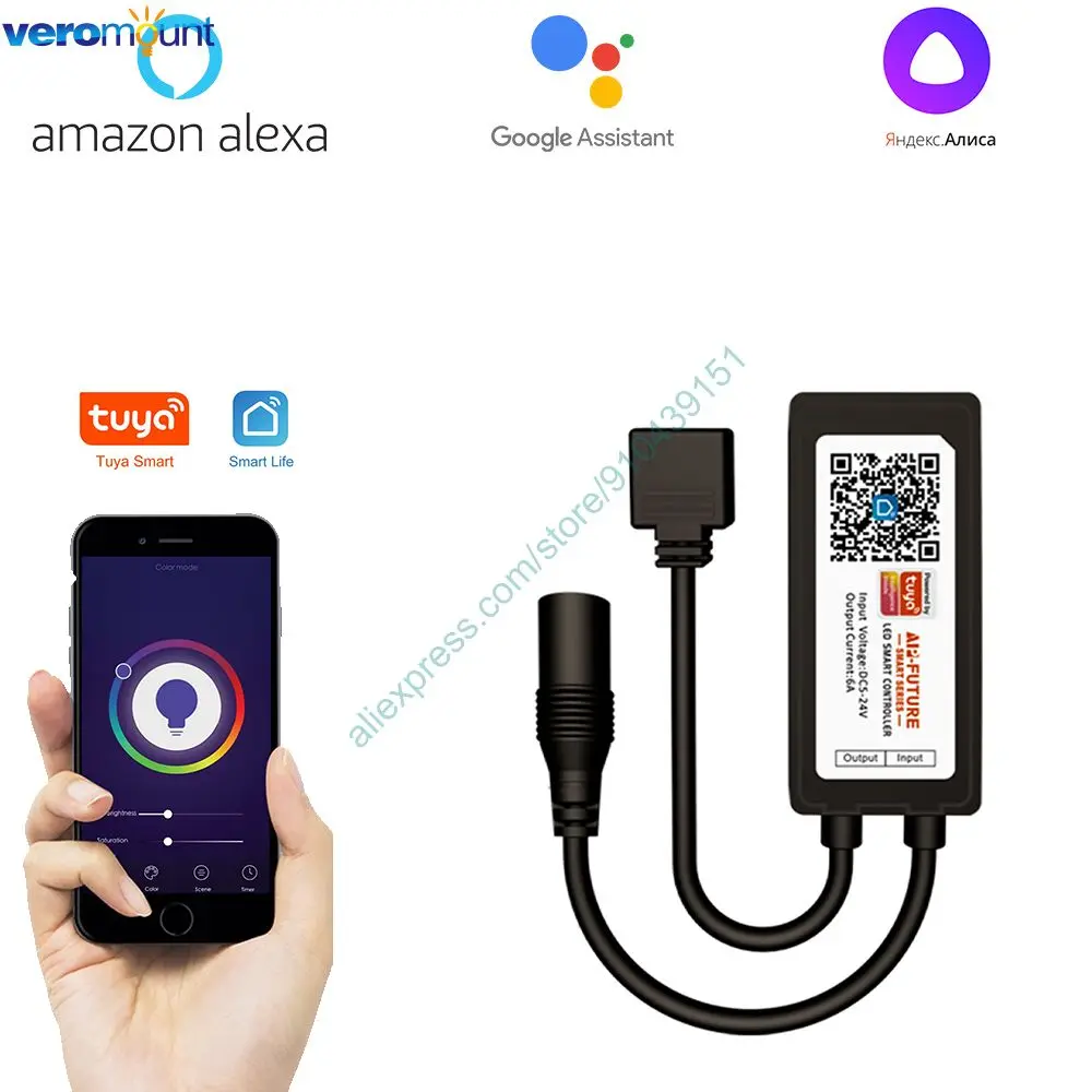 Imagem -03 - Inteligente Tuya Wifi Controlador de Led Rgb dc 5v24v Amazon Alexa Google Voice Ios Controle de Aplicativos Android dc Interface Usb para Tiras Rgb