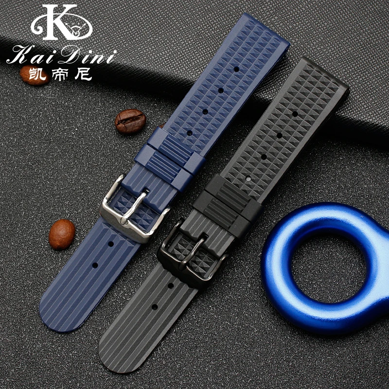 Silicone Strap For Sharkey SEIKO MM300 SBDX001/012/01 6105 SOFT Rubber Waffle Waterproof Sports Watchband 20MM 22MM Replace Band