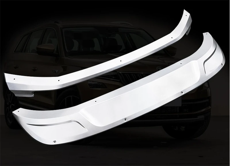 For SKODA KODIAQ 2017 2018 2019 Front + Rear Bumper Diffuser Stainless steel Bumpers Guard skid plate