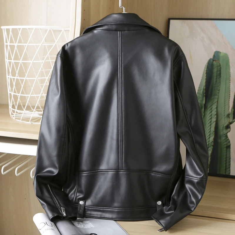 Garaouy New 2023 Man Black Faux Leather Jacket Men Motorcycle Jacket Slim Street Fashion Biker Coat Design Zipper Outwear