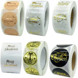 100pcs Merry Christmas Gold Stamping Small For Students and Kids Gift Decor Shop Product Packaging Sticker Label