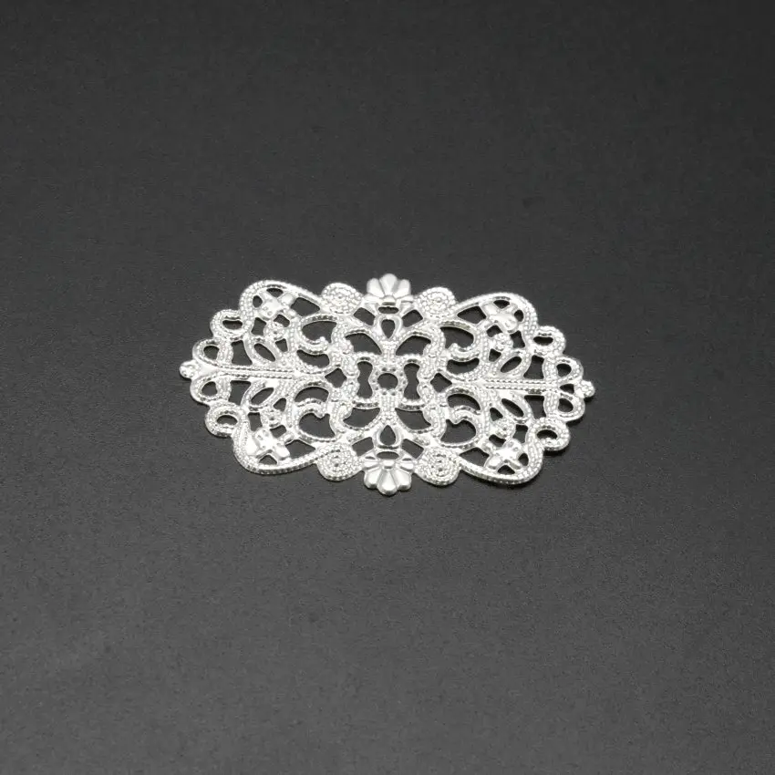 Retail 10Pcs Flowers Filigree Wraps Connectors Metal Crafts Decoration DIY Findings 50x31mm