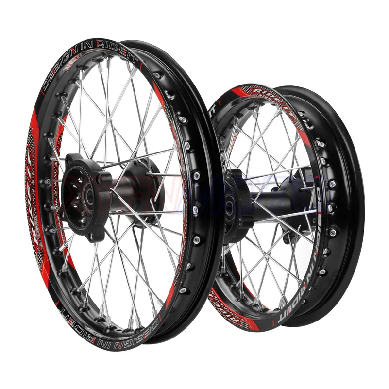 1.40-14 inch Front 1.85-12 inch Rear Rims Aluminum Alloy Wheel Rims Black Hub For KLX CRF Kayo BSE Dirt Pit Bike Motorcycle