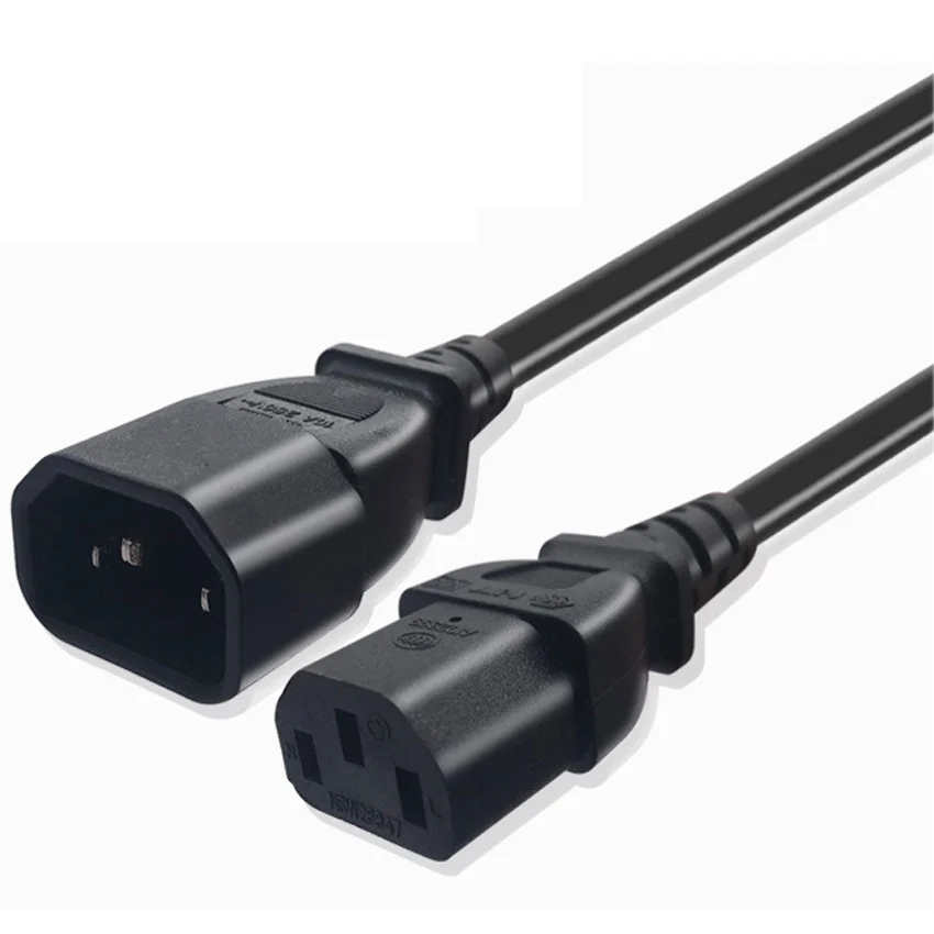Black Copper 0.3M 0.5M 1.0M 2.0M 3.0M IEC320 C14 to C13 Power Extension Cord Male to Female PDU UPS Chassis Server Power Cable