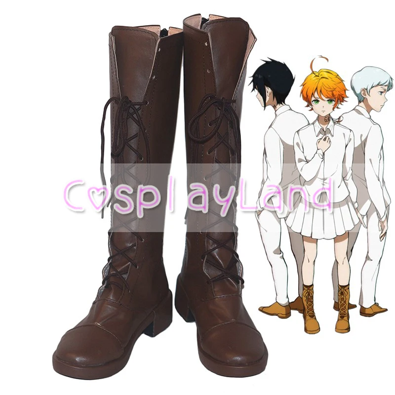 The Promised Neverland Emma Cosplay Boots Shoes Brown Women Shoes Costume Customized Accessories Halloween Party Shoes