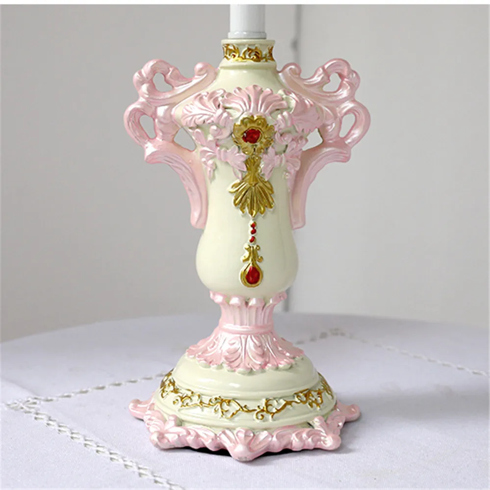 Cottagecore Lace Fabric Lampshade Table Lamp Romantic Daughter Princess Bedroom Nightstand Light Living Room Decorative Fixture