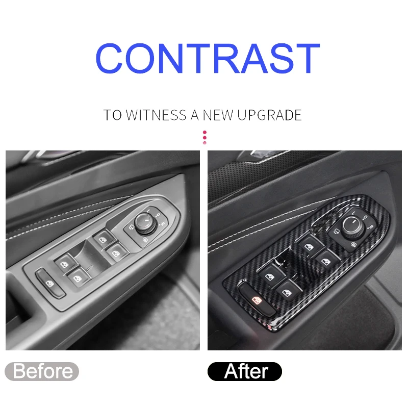 Car Window Glass Lift Button Trim Switch Cover Door Armrest Panel Sticker for VW Golf 8 MK8 Accessories 2020 2021 2022 2023