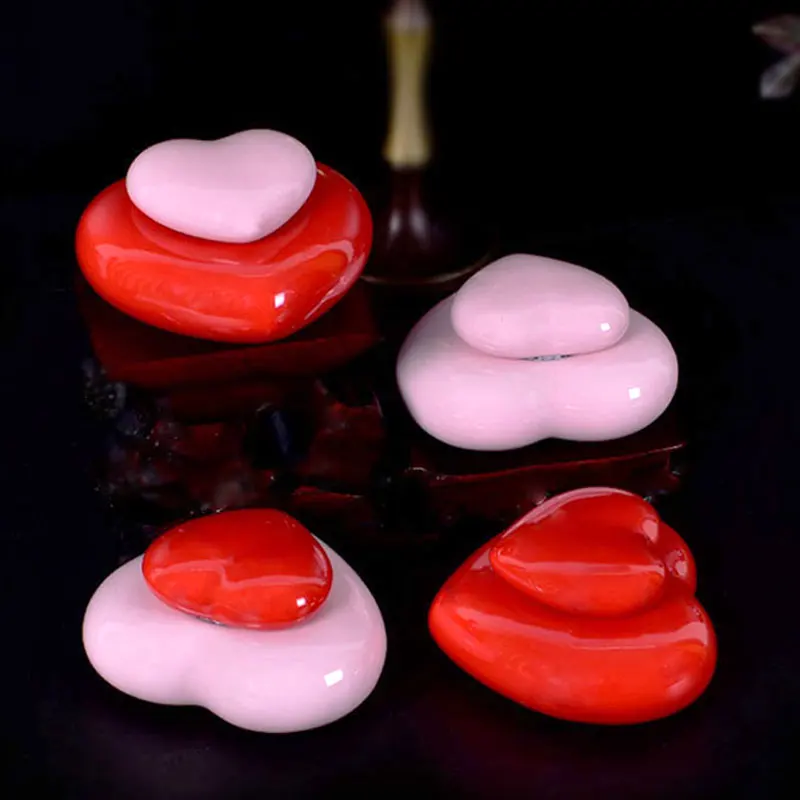 50ML Porcelain Heart box Tea Rouge Love pot Cosmetics Gift Jewelry box Packaging box Ceramic Jar