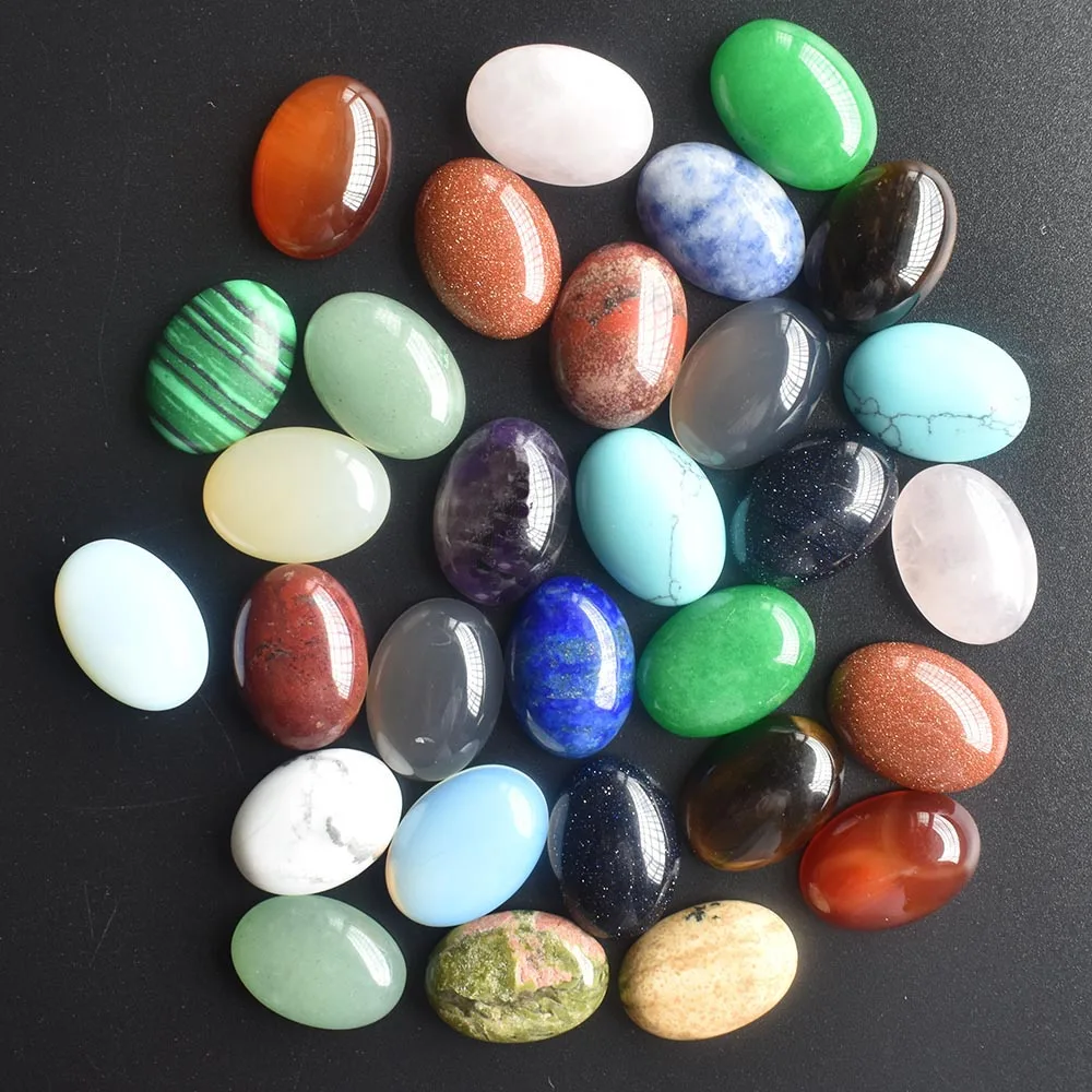 Mode Großhandel 50 Stück/Lot Ovaler Naturstein Gemischter Cabochon 13x18mm Schmuck- & Kleidungszubehör Kostenloser Versand – Detail 1