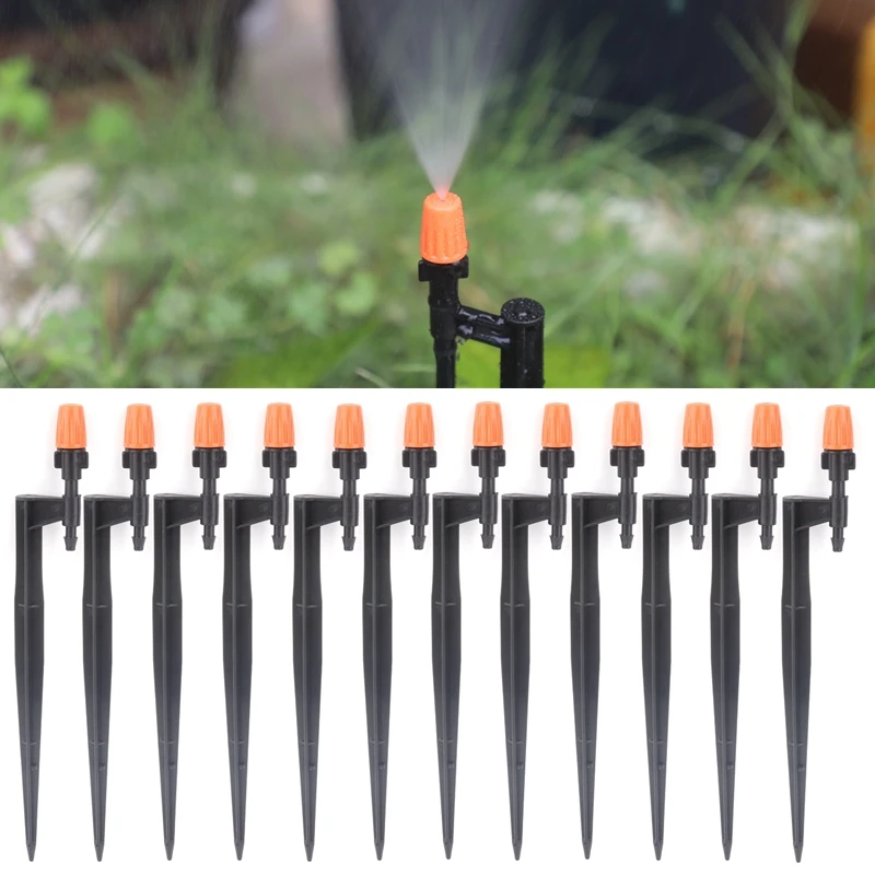 

5Pcs BlackOrange Round headAtomizing Nozzle Irrigation Sprinkler Nozzle Support Spike Watering Sprinklers Stakes Water Connector