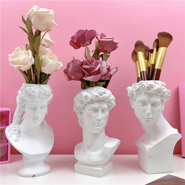 

European David Head Storage Box Resin Vase Ornaments Home Livingroom Desktop Figurines Crafts Office Table Sculpture Decoration