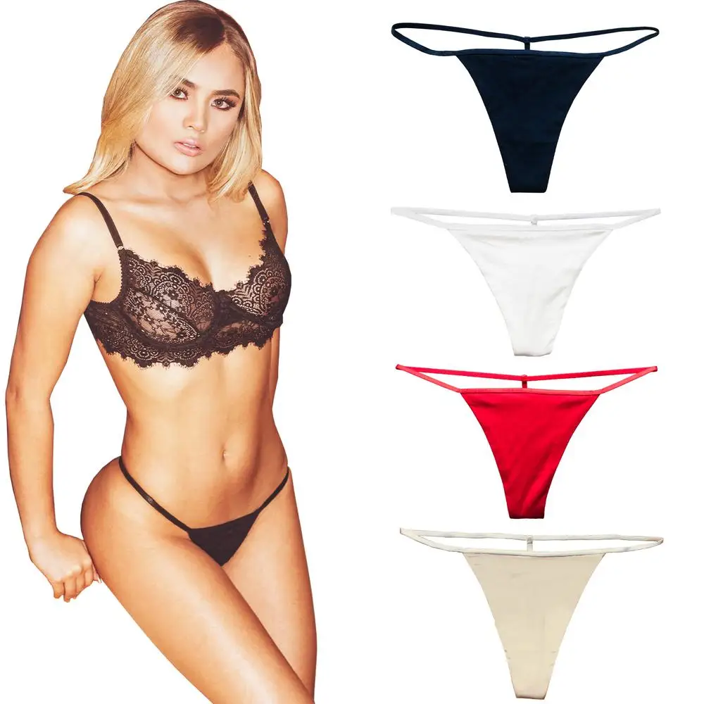 KUKU PANDA 4 PCS Women's Sexy T-back Thongs Silk Soft Temptation  Female Cotton Panties Woman Seamless Underwear  Briefs Bikini