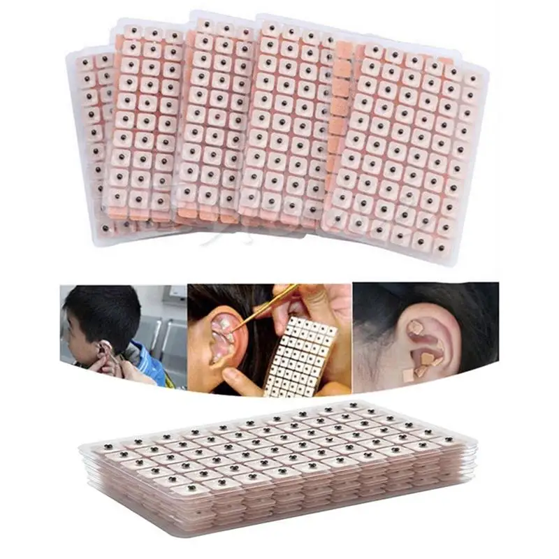 600-100Pcs Auricular Auriculotherapy Massage Care Sticker Acupuncture Needle Ear Vaccaria Relaxation Therapy Patch Ears Stickers