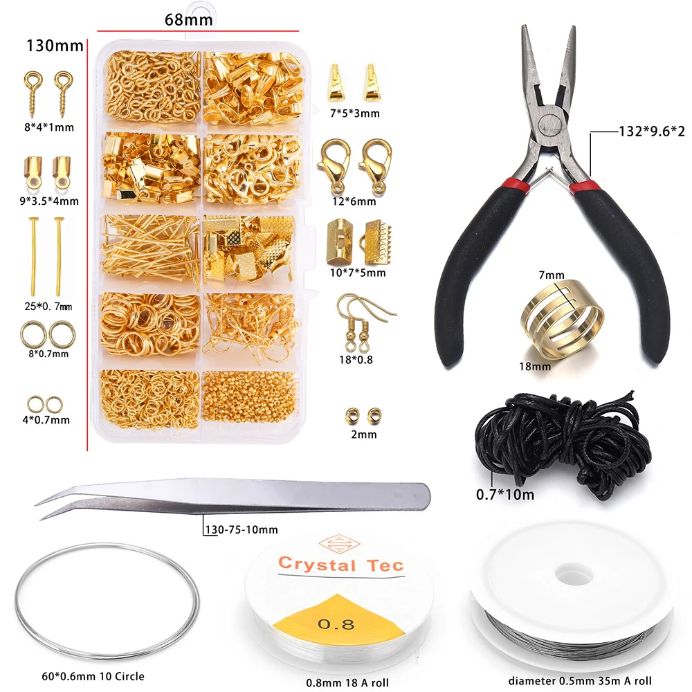 1040pcs/Box Alloy Accessories Kits Jewelry Findings Set Jewelry Making Tools Jump Rings Earring Hook Jewelry Making Supplies Kit