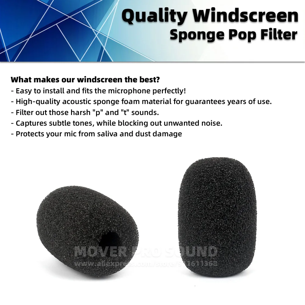 For SHURE MX412 MX418 MX412D MX428D MX 412 418 C S D Gooseneck Microphone Windscreen Pop Filter Windshield Sponge Foam Mic Cover