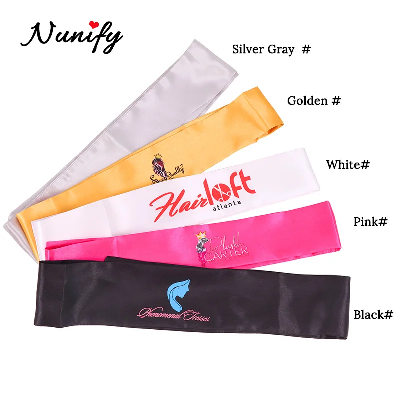 Nunify Nieuwe Aanpassen Logo Pruik Band Voor Randen Fix Edge Wrap Voor Pruiken Satijn Haar Wrap Strip Voor Randen Zijden Hoofdband riem 6*100Cm