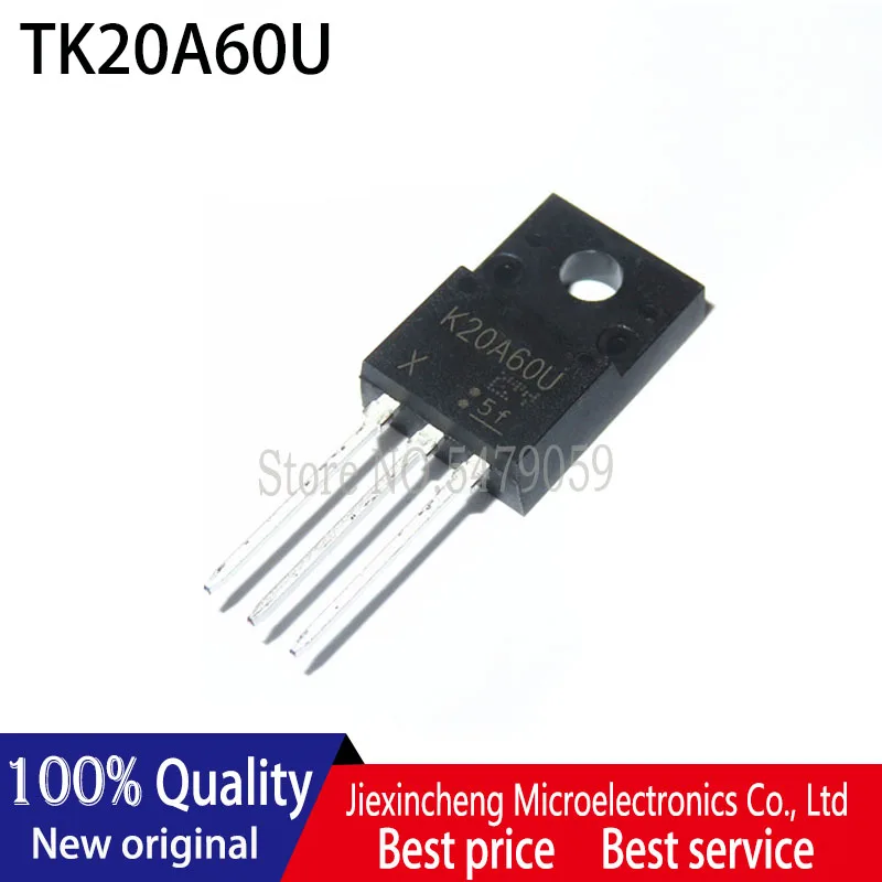 Nuevo y original MOSFET, K20A60U, K20A60, TK20A60U, TO-220F, 20A, 600V, 5 uds.