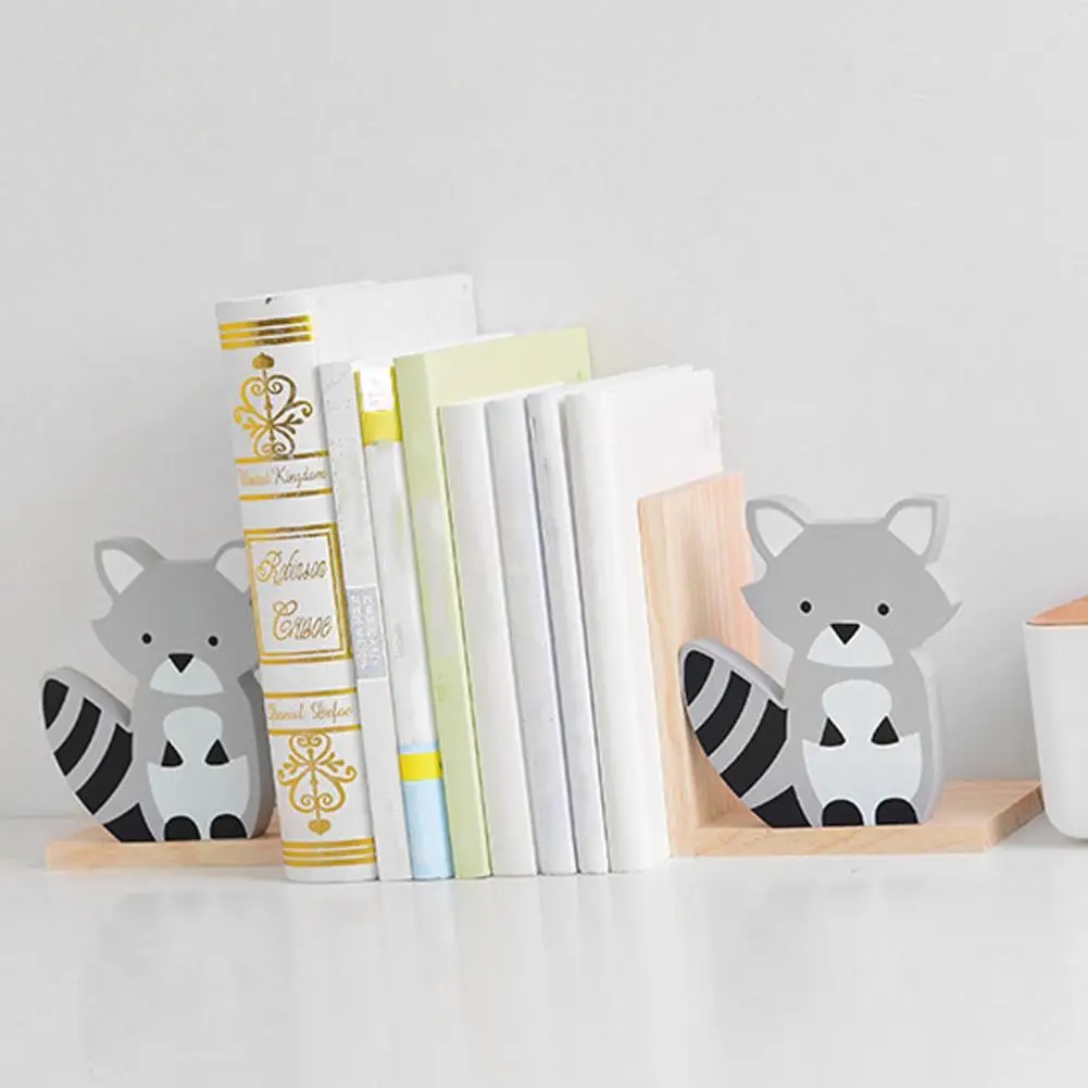Bookends Book Storage Space-Saving ไม้ Decor ตกแต่งปฏิบัติ Bookshelf Decor ชั้นวางหนังสือ