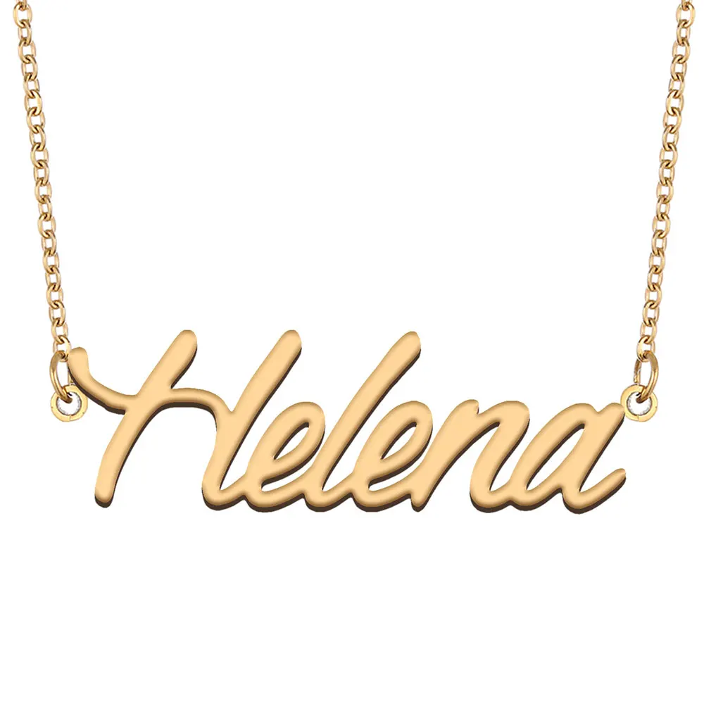 Helena Nameplate Necklace Women Stainless Steel Jewelry Gold Plated Name Pendant Femme Mothers Girlfriend Gift