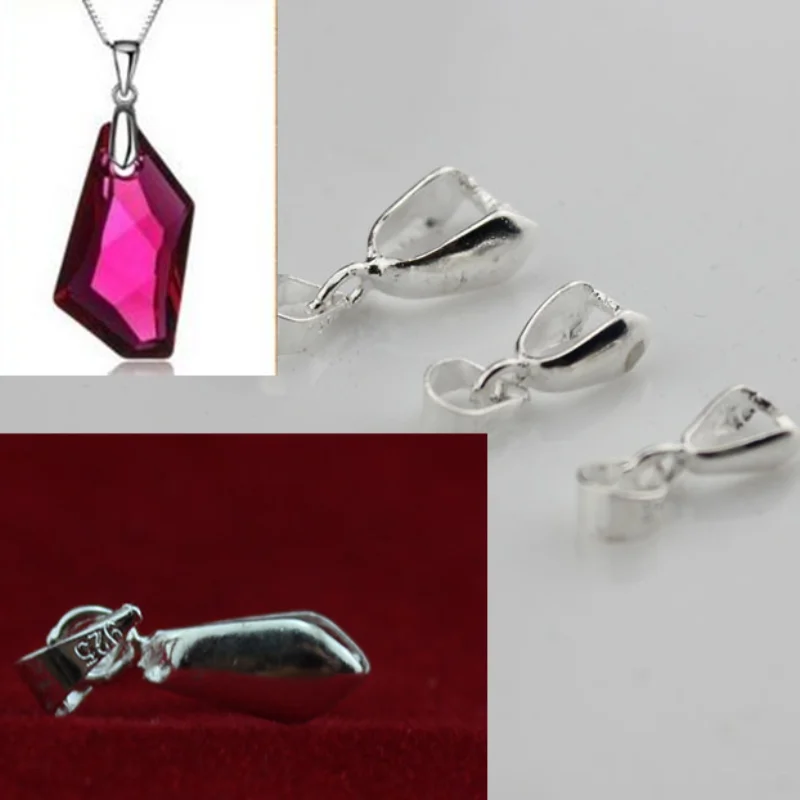 925 Sterling Silver Plated 3 Size S-M-L Pendant Clip Findings Bail Connector Bale Pinch Clasp Pendant Fittings Bail