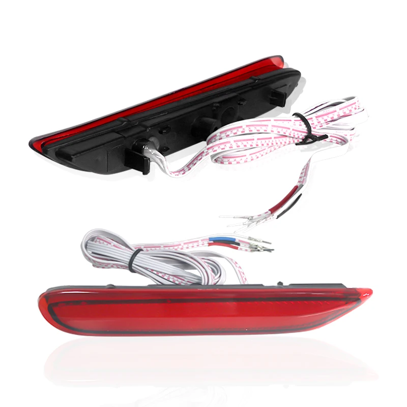 Red / Smoked Lens Red LED Rear Bumper Reflector Brake Tail Lights w/ Sequential Turn Signal For Infiniti Nissan Rear Fog Lights