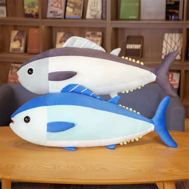 

65cm Cartoon Sea Animals Tuna Plush Toyi Stuffed Animals Sea World Blue Sea Fish Hug Pillow Lifelike Tunas Cushion Sofa Decor