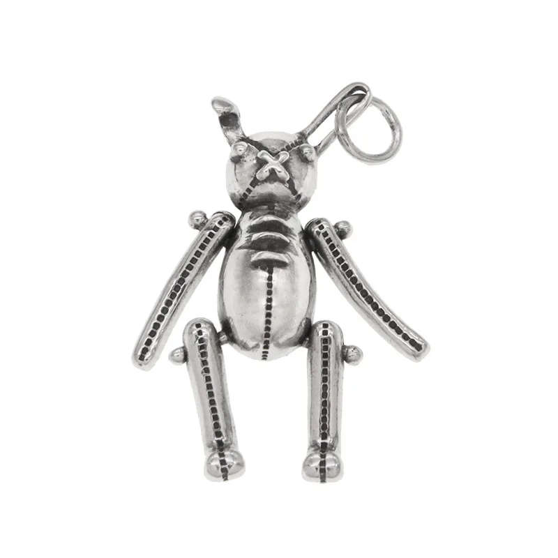 100% s925 sterling silver movable doll rabbit pendant personalized men and women couple necklace pendant