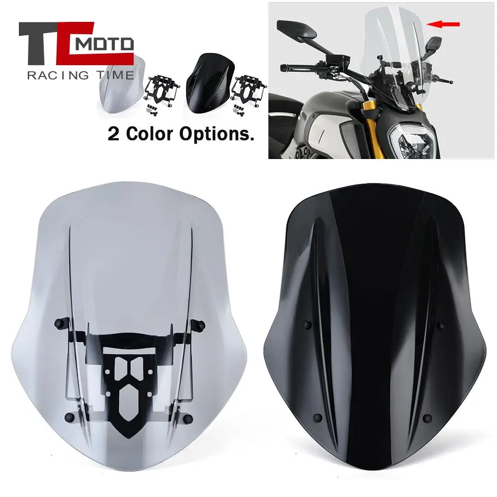 Windshield for Ducati Diavel 2019 2020 2021 Motorcycle Windscreen Wind Deflector Cover Black Smoke