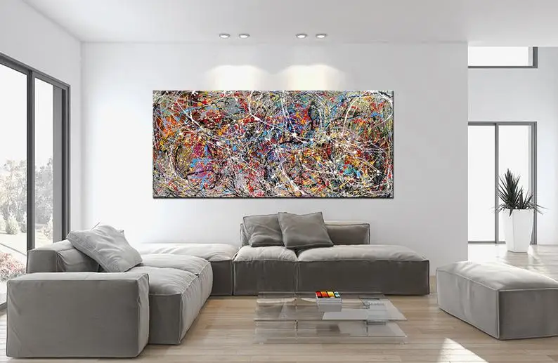 Original Abstract Wall Art Painting modern art Home Decor Jackson Pollock Style on Canvas abstract oil BIG abstract contemporary