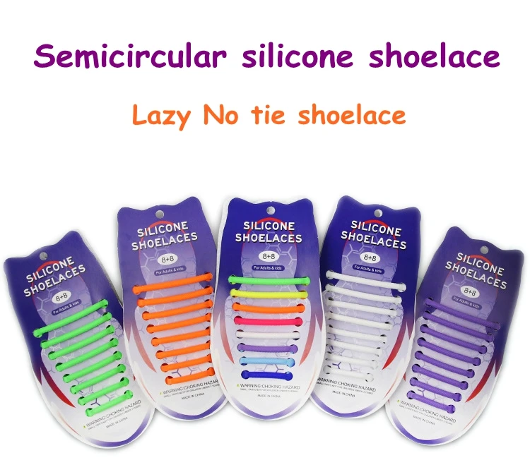 16 teile/los Silikon Schnürsenkel Elastische Halbkreis Silikon Schnürsenkel Spezielle Keine Krawatte Schnürsenkel Männer Frauen Schnürsenkel Gummi Zapatillas – Detail 1
