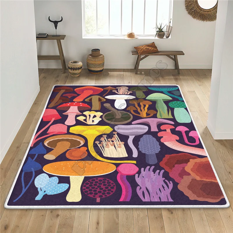 Mushroom Rug 3D All Over Printed Rug Mat Rugs Anti-slip Large Rug Carpet Home Decoration