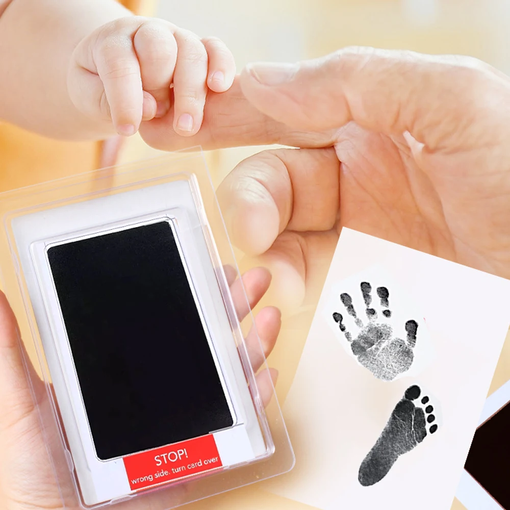 Black Set Baby Kid Pet Handprint Footprint Ink Pad Touch Paw Print Kit Inkless Black Gift wholesale