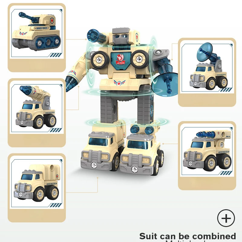 Jeu de vis de voiture d'ingénierie amovible pour enfants, jouets de robot d'assemblage de puzzle, poignées pour garçons et filles, cadeaux de démontage