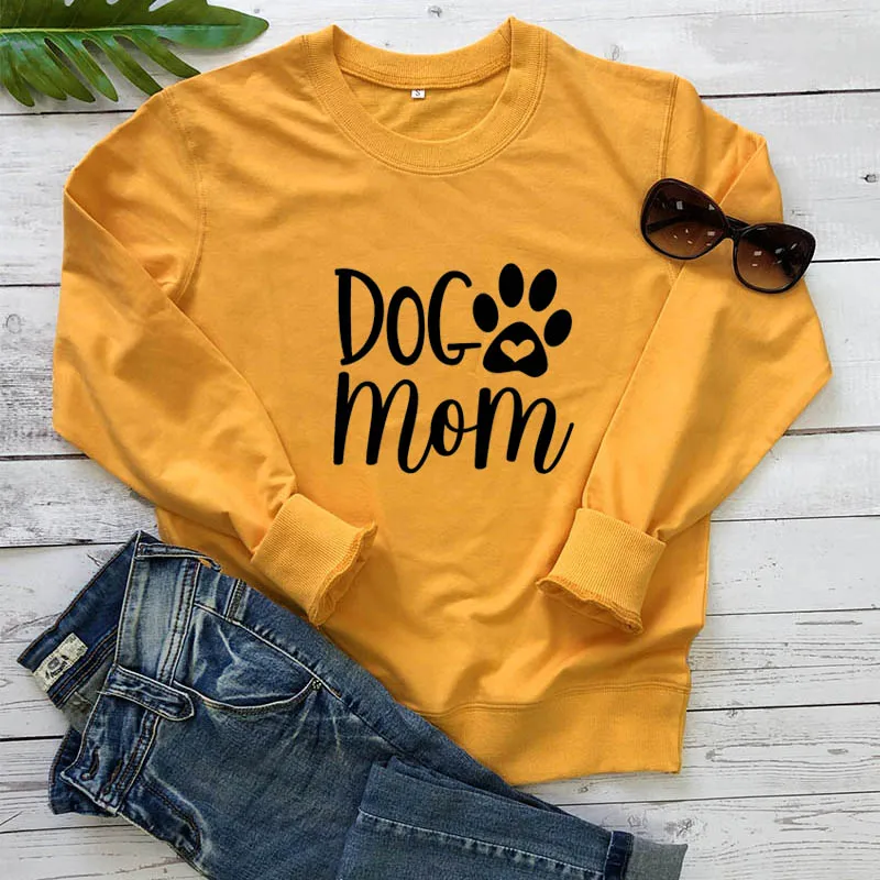 

Sweatshirt Dog Mom Printed New Arrival Women's Funny Casual Cotton Long Sleeve Tops Dog Mom Pullover Sweatshirt Dog Lover Gift