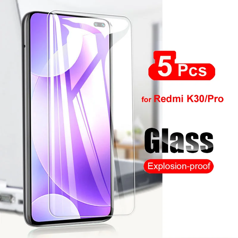 5Pcs For Xiaomi Redmi K30 Tempered Glass Screen Protector For Xiaomi Redmi K30 Pro Transparent Phone Protective Glass Film 9H