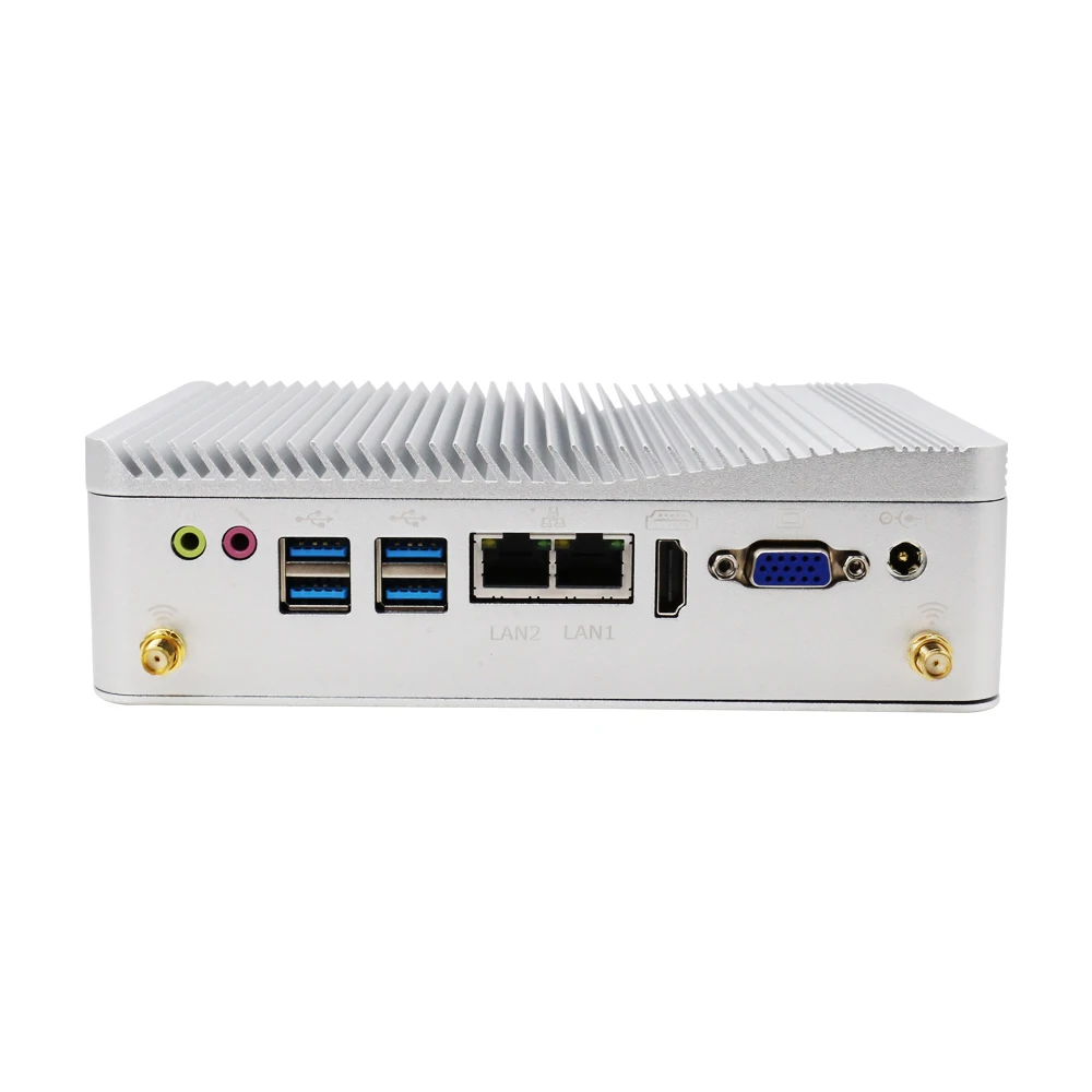 Eglobal Industriële Fanless Mini PC J1900 Qaud Core Windows Pfsense Router 2 * Intel LAN 2 * COM VGA + HDMI 3G/4G Waakhond 300 M WiFi