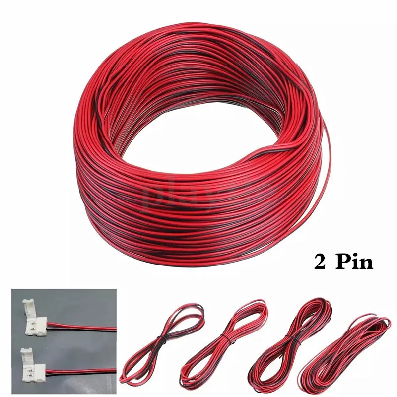 1m 5m 10m 20m 50m 100m LED Wire 2Pin 3 4Pin 5Pin Single Color RGB RGBW Led Connector RGB Extension Cable LED Strip Extend Wire