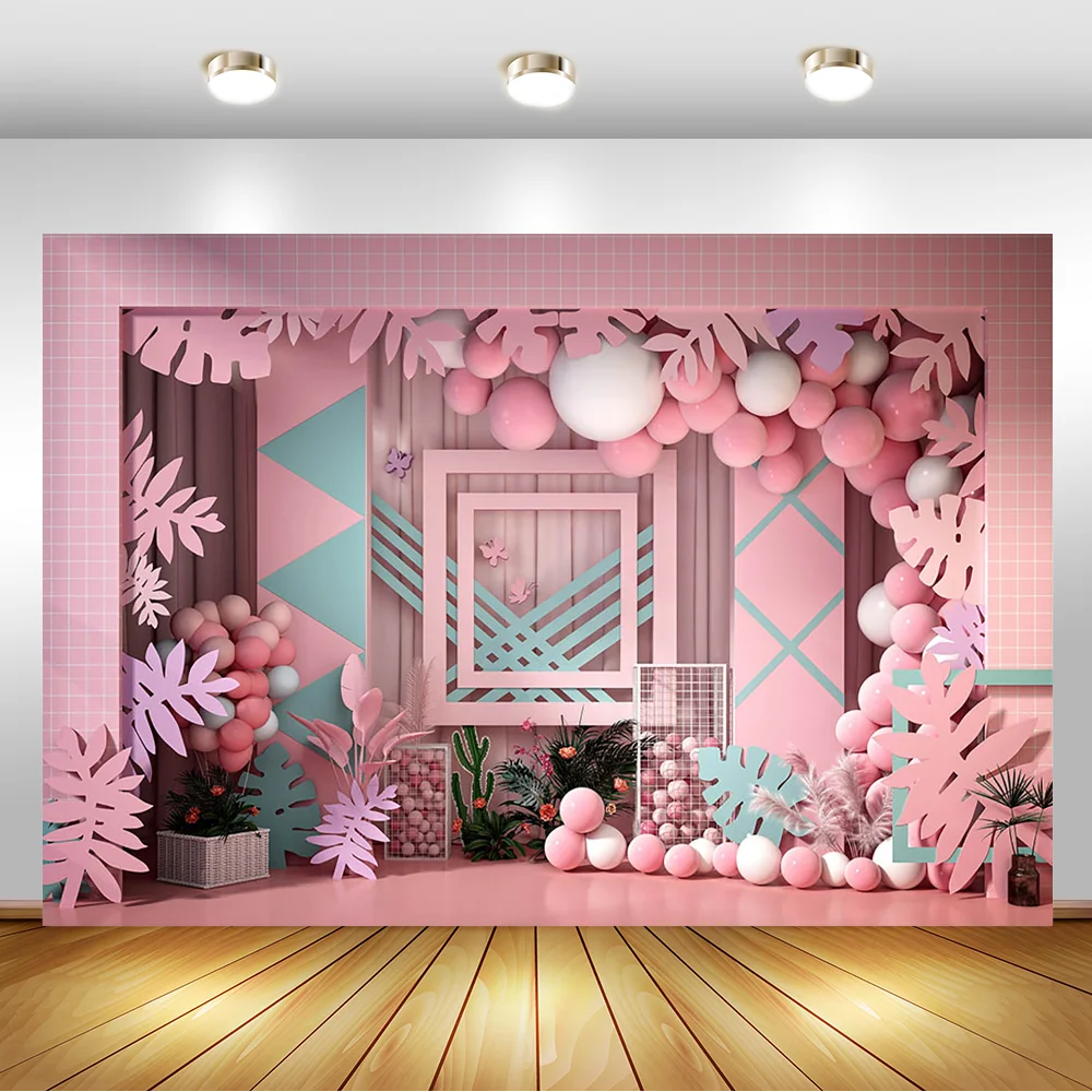 Mocsicka фон для фотосъемки новорожденных с розовым фоном для фотосъемки новорожденных девочек на 1-й День рождения фотостудия воздушный шар цветочное украшение