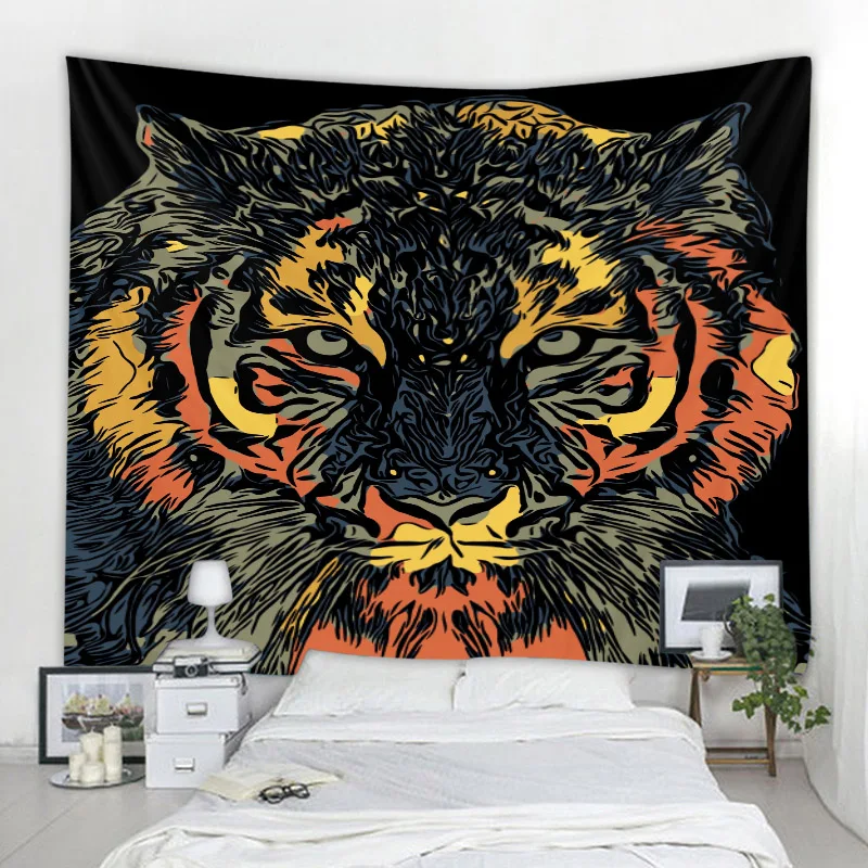 

Tiger Tapestry Mandala Wall Tapestry Nordic Bohemian Hippie Wall Decoration Tapestry Bedroom Sofa Tapestry